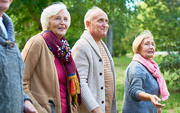 residents on a walk together