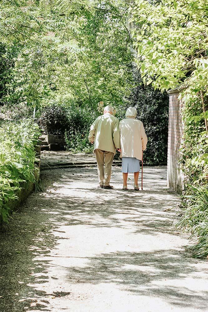 resident couple on a walk together