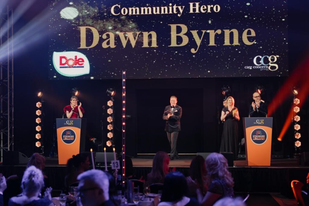 people on stage for Dawn Byrne award