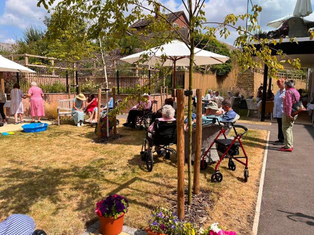 people in garden