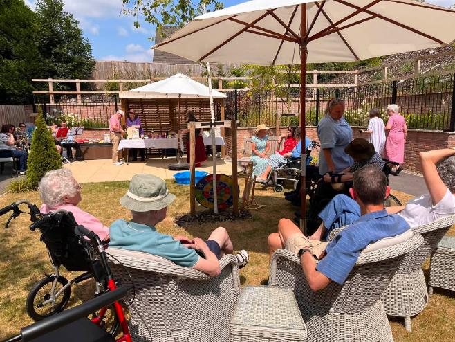 people in garden